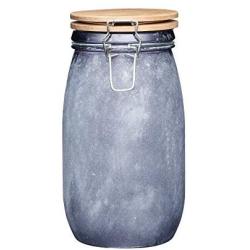 KitchenCraft Industrial Kitchen Large Glass Food Storage Jar with Airtight Wooden Lid, 1.5 L (2.75 pts) - Concrete Finish