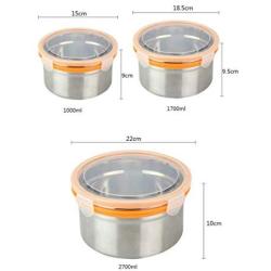 Food Savers 3 packs Food Storage Containers Food Preservation Box Food grade stainless steel Sealed jar Storage Box Fresh-keeping can