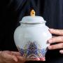Traditionelle chinesische Keramik Teebehälter mit luftdichter Deckel, perfekte Geschenkgefäße für Tee, Kaffee, Kräuter, Gewürze, Zucker (Blau)