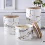Food Storage Jar, Ceramic Kitchen Canisters with Airtight Seal Bamboo Lid, Food Storage Canister for Tea, Coffee Bean, Spice, Sugar, Flour 750ml/ 1110ml/ 1650ml (Suit)