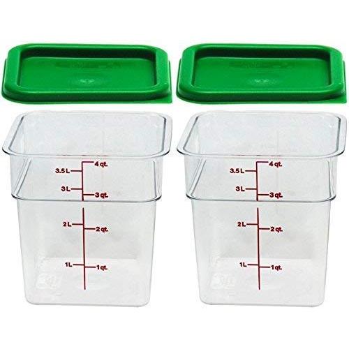 Cambro Polycarbonate Square Food Storage Containers 4 Quart With Lid - Pack of 2