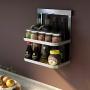 Ctystallove 2-Tier Metal Mesh Spice Rack Wall Mount Jars Bottle Storage Shelf Holder Seasoning Organizer for Kitchen