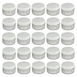 50Pcs 5G/5ML Empty Refillable Plastic Clear Jar Pots Cosmetic Containers White Screw Lid Travel Makeup Sample Storage Container Bottles for Cream Lotion Lip Balm Eye Shadow Nail Powder Beads Jewelry