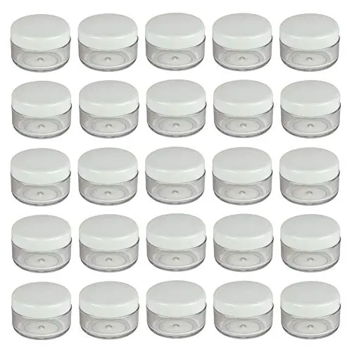 50Pcs 5G/5ML Empty Refillable Plastic Clear Jar Pots Cosmetic Containers White Screw Lid Travel Makeup Sample Storage Container Bottles for Cream Lotion Lip Balm Eye Shadow Nail Powder Beads Jewelry 50Pcs 5G/5ML Empty Refillable Plastic Clear Jar Pots Cosmetic Containers White Screw Lid Travel Makeup Sample Storage Container Bottles for Cream Lotion Lip Balm Eye Shadow Nail Powder Beads Jewelry