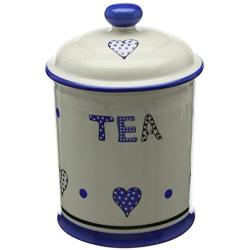 Fairmont & Main Kitchen Storage Jar-Tea, Cream with Blue Hearts