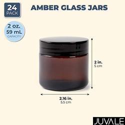 Round Amber Glass Jars with Lids for Cosmetics (2 oz, 24 Pack)