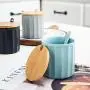 123Arts Ceramics Embossed Sugar Salt Storage Jar Seasoning Pot with Lid Spoon 123Arts Ceramics Embossed Sugar Salt Storage Jar Seasoning Pot with Lid Spoon