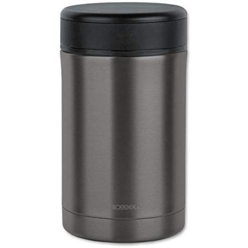 Isosteel VA-9684AT 17 fl. oz 18/8 Stainless Steel Double-Wall Vacuum Food Container, Titanium Gray