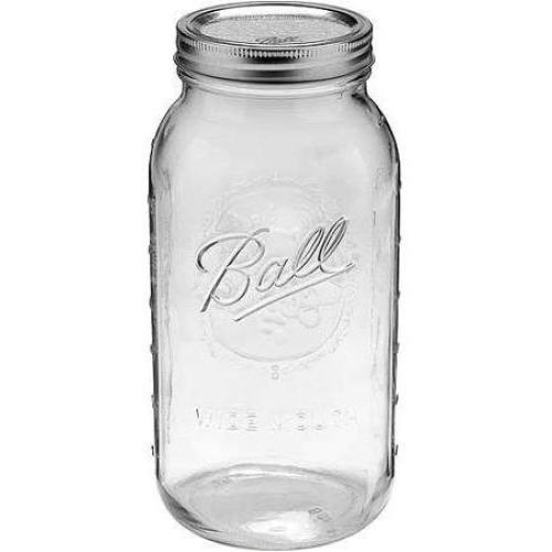 6-Count Regular Wide Mouth 64-Ounce Clear Jars with Lids and Bands, White