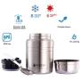 Keetan Vacuum Insulated Food Jar 18/8 Stainless Steel Lunch Box with Folding Spoon Double Walled Food Container BPA Free(17OZ, Stainless)