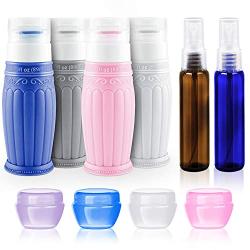 Travel Bottles Spray Bottle,3oz Leakproof Squeeze Bottle Travel Accessories Toiletries Set,Travel Size Silicone Refillable Shampoo Lotion Conditioner Containers (10 Pack）