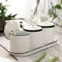 White Ceramic Sugar Bowls Condiment Pots Spice Jars Seasoning Box Set with Lid Spoon and Tray-Sets of 3
