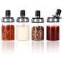 Kitchen Gadget Glass Seasoning Storage Bottle Jars With Measure Spoon Spice Pepper Container Sealing Storage Box Ketchup Bottle,1 Piece