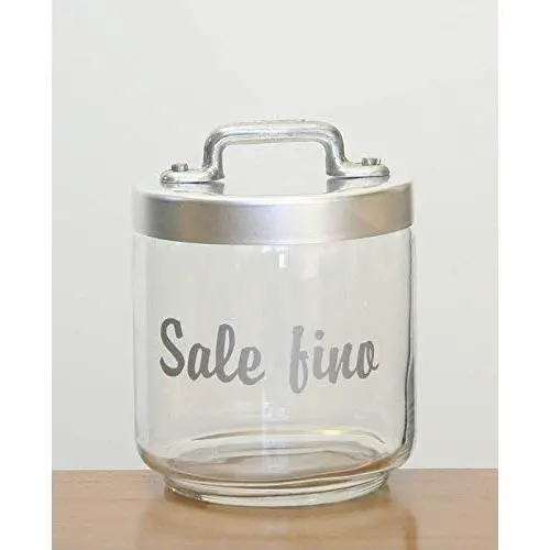 Italo Ottinetti Glass Jar Dull Aluminium Lid Al Handle 0.75 Litre Sale Fino, Metallic, one Size Italo Ottinetti Glass Jar Dull Aluminium Lid Al Handle 0.75 Litre Sale Fino, Metallic, one Size