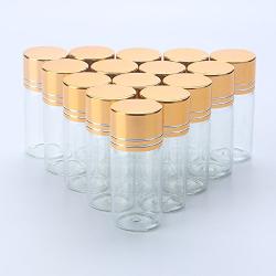 12pcs 10ml Clear Sampling Sample Glass Bottles Vials Jars Containers with Gold and Silver Cap for Cosmetics Travel Essential Oils Powders Creams Ointments Grease (Gold)