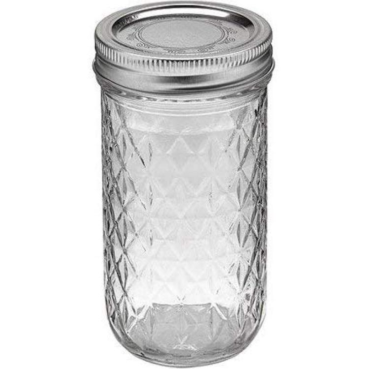 Ball Quilted Crystal Mason Jars Regular Mouth 12 oz Bundle with Non Slip Jar  Opener- Set