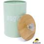 Set of 3 Metal Food Storage Tin With Bamboo Lid for Sugar Tea Coffee Canister Jar Light Green (LIGHT GREEN)