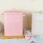Laundry Detergent Powder Storage Tin Box Large Galvanized Metal Buckets Food/Flour/Sundries Kitchen Storage Tin Box Canister Containers- Pink