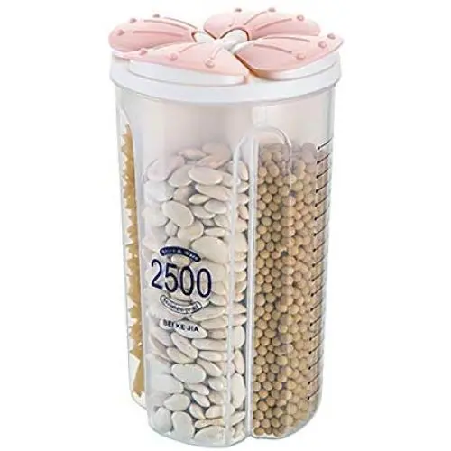 Transparente Aufbewahrungstiegel mit Deckel, Partition Box Große Runde Tonfässer Kunststoff Konservierungsgläser Pack von 2-D 2500mlx2