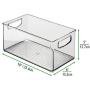 mDesign Plastic Stackable Kitchen Pantry Cabinet, Refrigerator or Freezer Food Storage Bin Container with Handles - Organizer for Fruit, Yogurt, Snacks, Pasta - BPA Free, 10" Long, 4 Pack - Smoke Gray