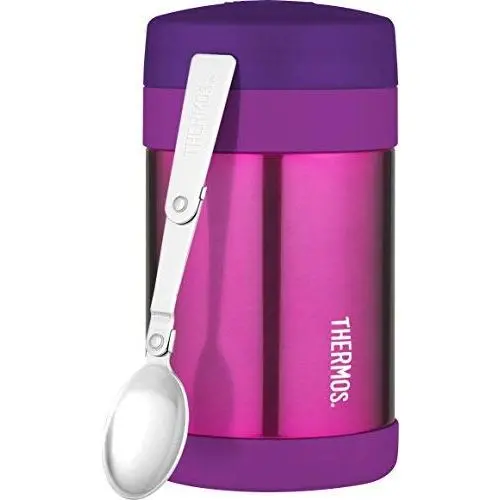 Bouteille isotherme 16 oz avec pot à nourriture et cuillère pliable, Rose