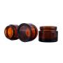 TOPWEL 30ML(1 OZ) Amber Glass Empty Refillable Cosmetic Cream Jar Pot Bottle Container (2pcs)