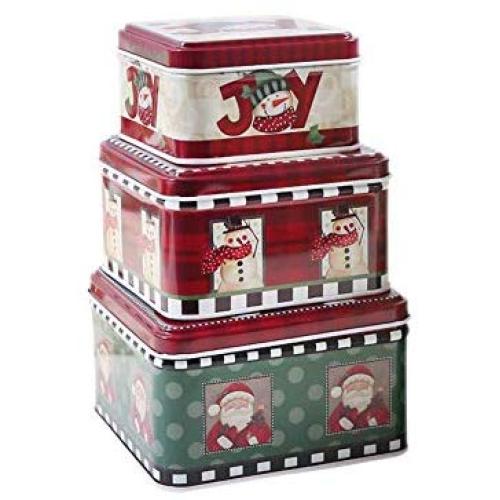 Mei Yun 3Pcs/set Gift Wrap Boxes Christmas Candy Jar Container Storage Box Party Candy Box Gift Boxes (Red)