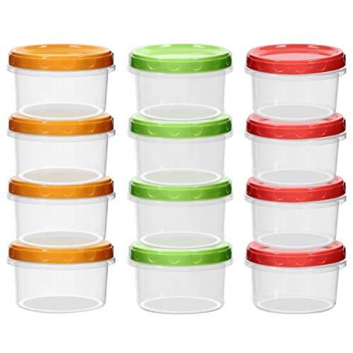 12-pack 8oz/250ml reuseable mini food fruit storage containers jars with screw lid |Sturd Plastic|BPA Free | Freezer & Dishwasher Safe|