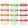 12-pack 8oz/250ml reuseable mini food fruit storage containers jars with screw lid |Sturd Plastic|BPA Free | Freezer & Dishwasher Safe|