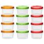 12-pack 8oz/250ml reuseable mini food fruit storage containers jars with screw lid |Sturd Plastic|BPA Free | Freezer & Dishwasher Safe|