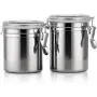 Canister Tea - 4pcs Set Coffee Portable Stainless Steel Container Organizer Tea Clear Lids Storage Canisters - Steel Coffee Jar Seal Coffee Box Steel Jar Jar Kitchen Sugar Container Jar T