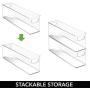 mDesign Stackable Plastic Kitchen Storage Organizer Container Bin with Handles - Holds Pint Size Mason Jars - for Pantry, Cabinets, Shelves, Refrigerator, Freezer - BPA Free - 16" Long - Clear