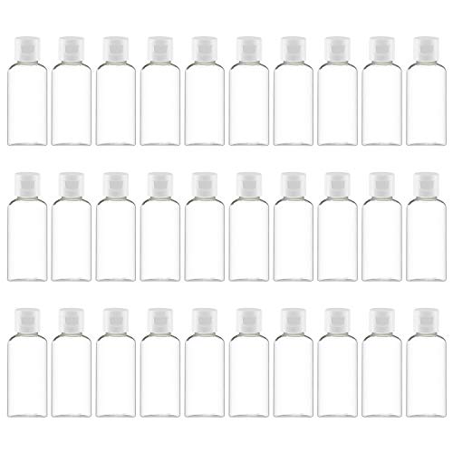TUPARKA 30 Pack Clear Plastic Empty Travel Bottles with Flip Cap, Portable Refillable Containers Liquid Hand Sanitizer Containers Toiletry Containers Cosmetic Bottles, 2 Oz