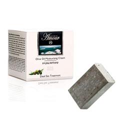 Dead Sea Mineral Kit | Olive Oil Moisturizing Cream 50 ml/1.7 oz.fl | Moisturizing, Strengthen Skin Cream, Protection, Anti-Aging, Anti-Wrinkles and Dead Sea Salt Black Mud Soap 125 gr. FREE