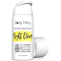 Body Merry Breakthrough Night Cream - Anti Aging Face Moisturizer w Niacinamide + Peptides + Hyaluronic Acid For Signs Of Aging (Wrinkles, Fine Lines) & Dry/Sensitive Skin - Perfect For Men & Women