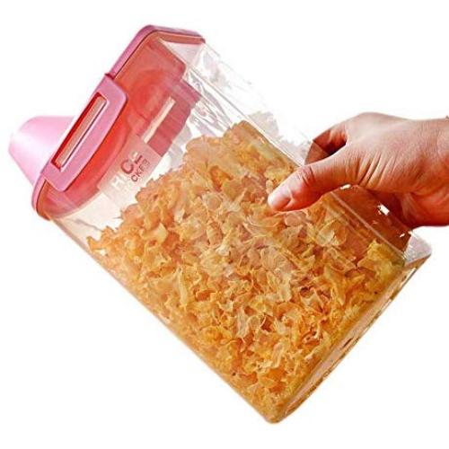 WANGLX ST Storage Tanks Cereal Container Airtight Grain Jar High Transparent Storage Box Kitchen Storage Jar with Measuring Cup 2.5L