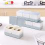 Jiwoo 2/3/4 grids spices storage box with spoon Seasoning Jar set Sugar salt and pepper shaker Storage Container kitchen organizer (B)