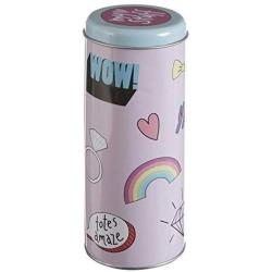Premier Housewares Fun Times Storage Canister, Tin, Pink, 8 x 8 x 18 cm
