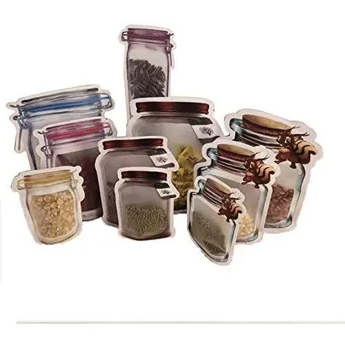 13er Niedlicher Mason Jar Muster Ziplock Beutel mit Reißverschluss, Wiederverwendbare Sandwich Beutel für Küche, Reise, Picknick, Camping, Organizer - Ziplock Lunchtasche für Lebensmittel, Reise und Haushaltsorganisation