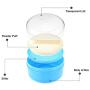 Blue Plastic Baby Care After-Bath Powder Puff Box Holder Empty Talcum Powder Case Portable Makeup Cosmetic Case Containers Jars With Sifter and Fluff Puff For Home and Travel(1PCS)