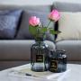Nordic Chic Glass Gray Storage Jar Bottle Scandinavian European Transparent Desk Storage Bottle Organizer Flower Container Decor,4