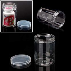 XISAOK 7.5cm OD Clear Strong PET Round Food Storage Container Jar Sealed with Clear Lid