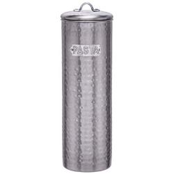 Old Dutch 1946 12" H. Hammered Brushed Nickel Pasta Canister w/Fresh Seal Cover, Stainless Steel