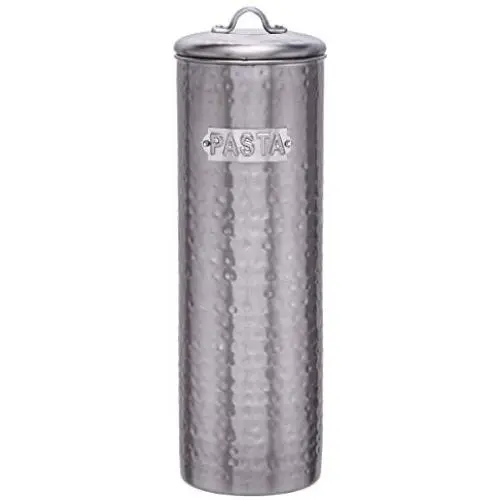 Old Dutch 1946 12&quot H. Hammered Brushed Nickel Pasta Canister w/Fresh Seal Cover, Stainless Steel