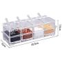 Clear Seasoning Box Set, 4 Piece Acrylic Condiment Spice Jar With Plastic Spoons Storage Container Spice Jars