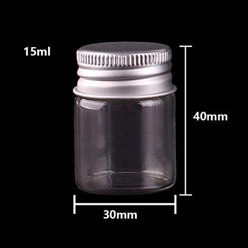 | Storage Bottles & Jars | 10ml 15ml 20ml 25ml 30ml(1OZ) 40ml 50ml 60ml(2OZ) Transparent Glass Spice Bottles Jars Terrarium with Silver Screw Cap Lid 24pcs | by HUDITOOLS | 1 PCs