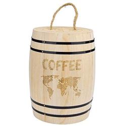 BiuBuy Airtight Coffee Canister, Coffee Wooden Container, Coffee Bean Container Wooden For Coffee Beans Grounds (Khaki)