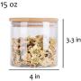 Clear Acrylic Storage Jars Containers with Airtight Seal Bamboo Lid for Bulk Food Storage, Modern Design Kitchen Canisters Coffee Beans Jar 15oz
