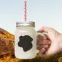 Black Sporting Lucas Terrier Silhouette Frosted Glass Mason Jar With Straw