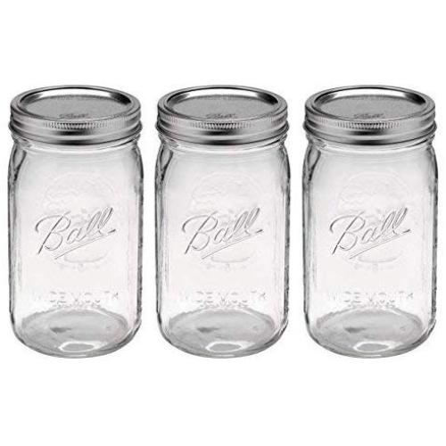 Ball Quart Jar with Silver Lid, Wide Mouth, Set of 3